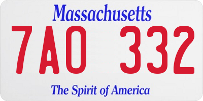 MA license plate 7AO332