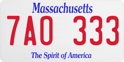 MA license plate 7AO333