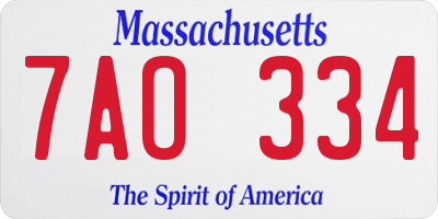 MA license plate 7AO334