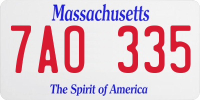 MA license plate 7AO335