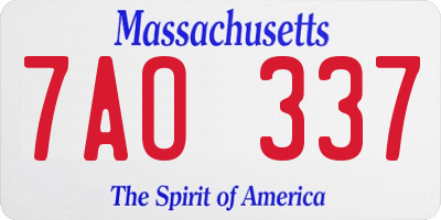 MA license plate 7AO337