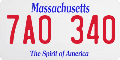 MA license plate 7AO340