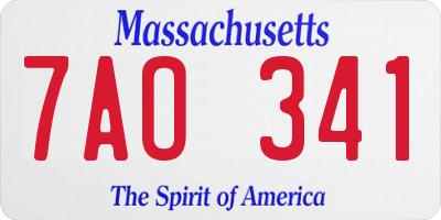 MA license plate 7AO341