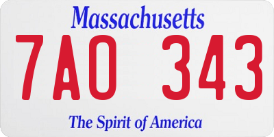 MA license plate 7AO343