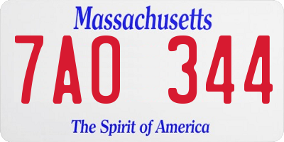 MA license plate 7AO344