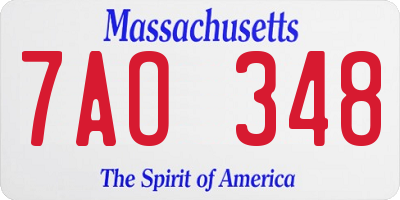 MA license plate 7AO348