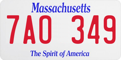 MA license plate 7AO349