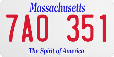 MA license plate 7AO351