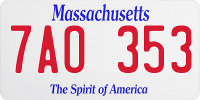 MA license plate 7AO353