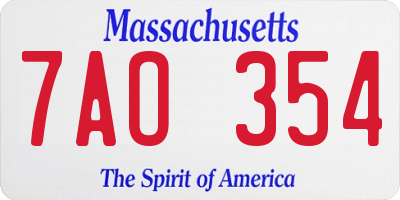 MA license plate 7AO354