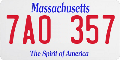 MA license plate 7AO357