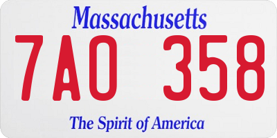 MA license plate 7AO358