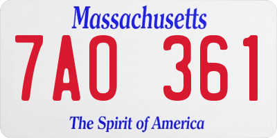 MA license plate 7AO361
