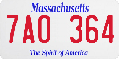 MA license plate 7AO364