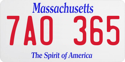 MA license plate 7AO365