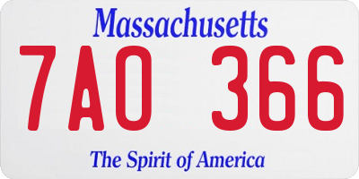 MA license plate 7AO366