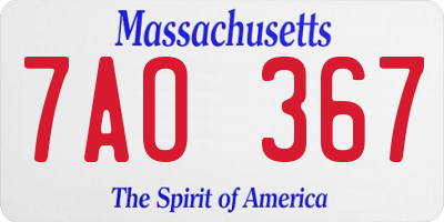 MA license plate 7AO367