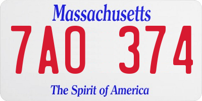 MA license plate 7AO374