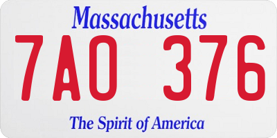 MA license plate 7AO376