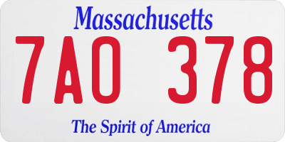 MA license plate 7AO378