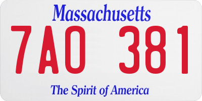 MA license plate 7AO381