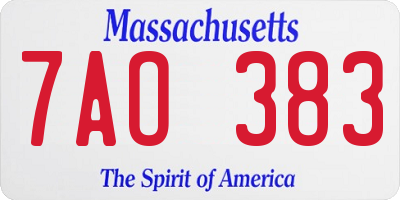 MA license plate 7AO383