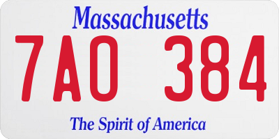 MA license plate 7AO384