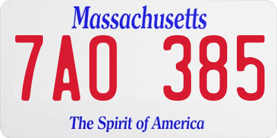 MA license plate 7AO385