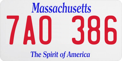 MA license plate 7AO386