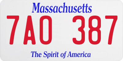 MA license plate 7AO387