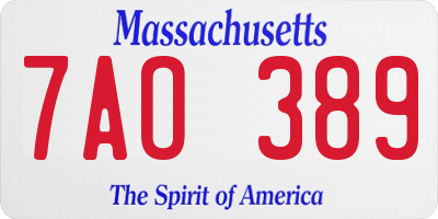 MA license plate 7AO389