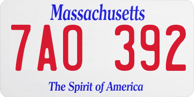 MA license plate 7AO392