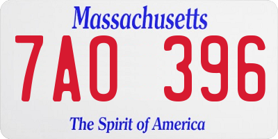 MA license plate 7AO396
