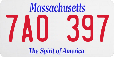 MA license plate 7AO397