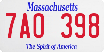 MA license plate 7AO398