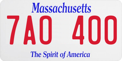 MA license plate 7AO400