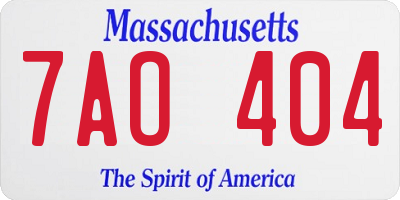 MA license plate 7AO404
