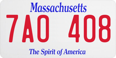 MA license plate 7AO408
