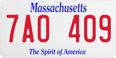 MA license plate 7AO409
