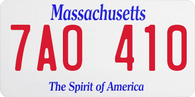 MA license plate 7AO410