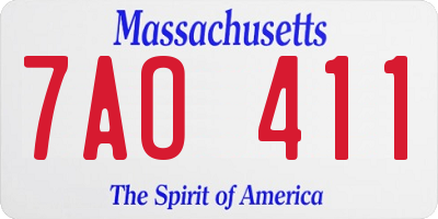 MA license plate 7AO411