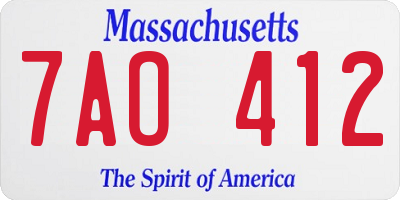 MA license plate 7AO412