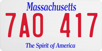 MA license plate 7AO417