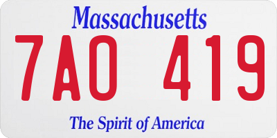 MA license plate 7AO419