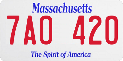 MA license plate 7AO420