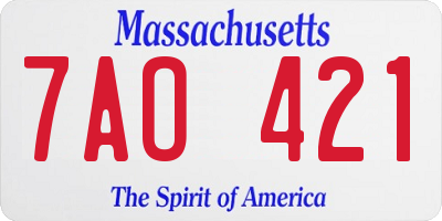 MA license plate 7AO421