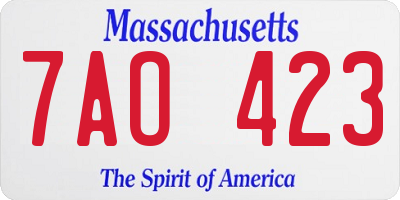 MA license plate 7AO423