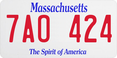 MA license plate 7AO424