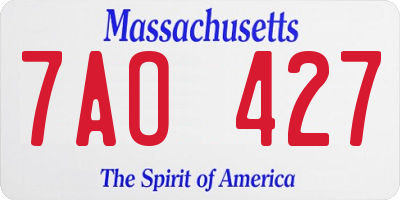 MA license plate 7AO427