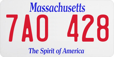 MA license plate 7AO428